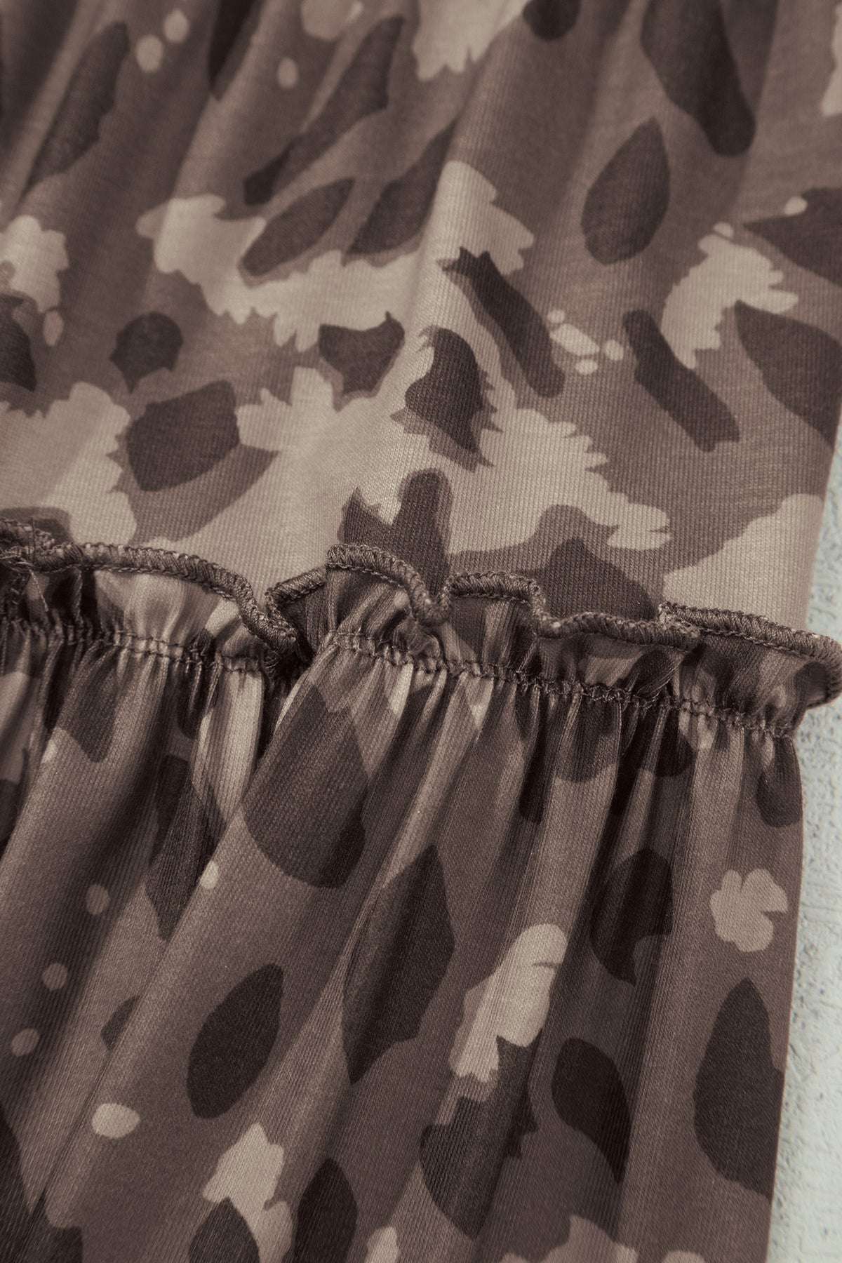 Brown Camo Print Wide Leg Casual Pants