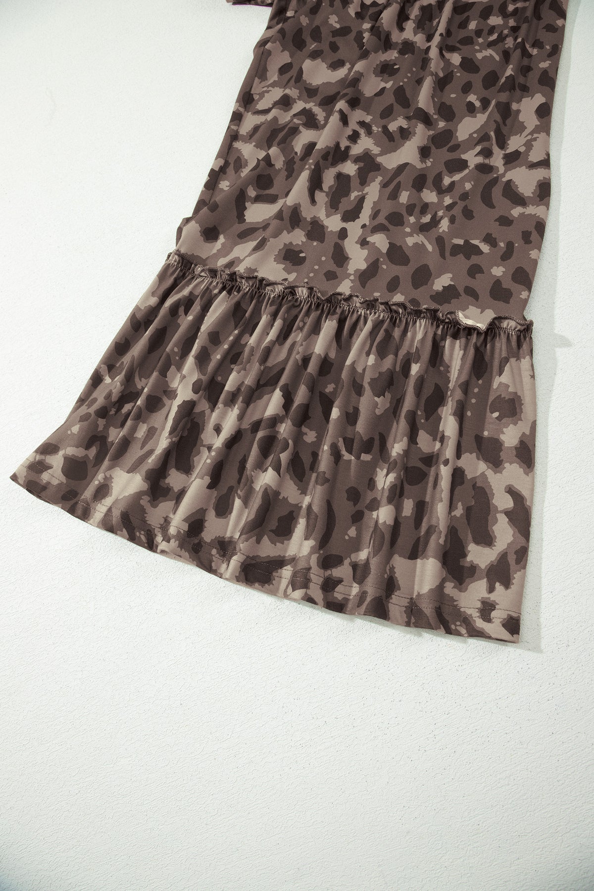 Brown Camo Print Wide Leg Casual Pants