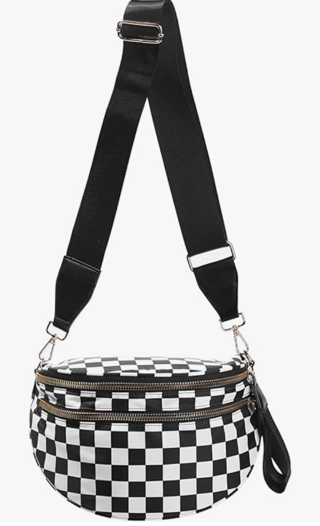 Finish Line Checkered Crossbody Crescent Bag