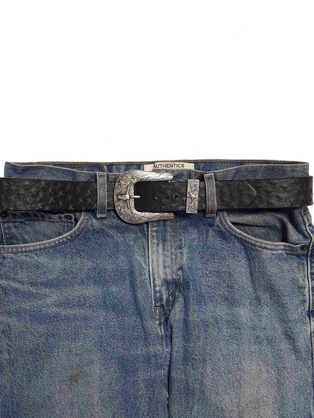 Longhorn Buckle Set w. Ostrich Print Belt